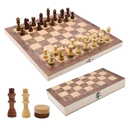 Schachspiel Holz Hochwertig, 3 In 1...
